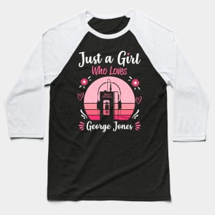 Just A Girl Who Loves George Jones Retro Headphones Baseball T-Shirt